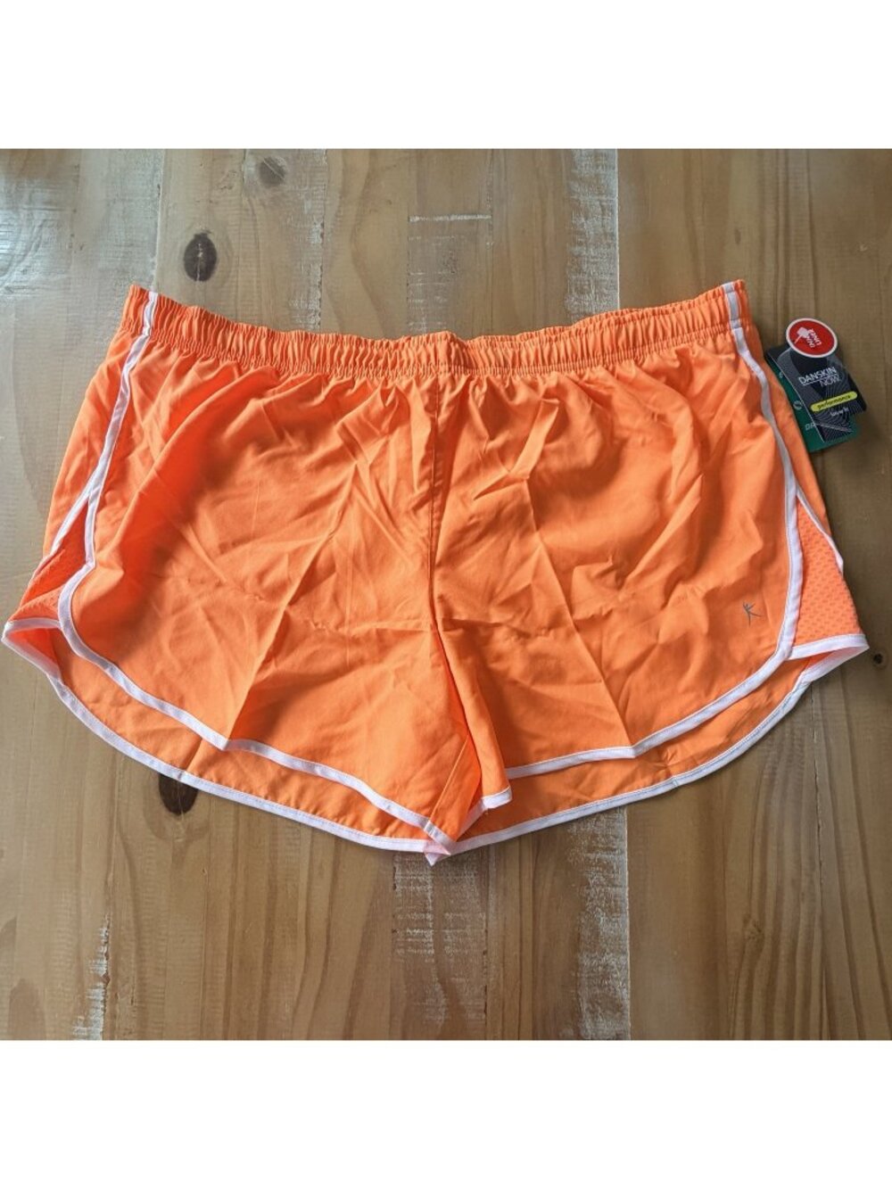 NWT Danskin Now Womens Running Shorts XL Orange Hidden Pocket Moisture Wicking